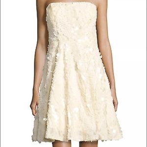 Nicole Miller white blush strapless embellished mini dress NWT size 8